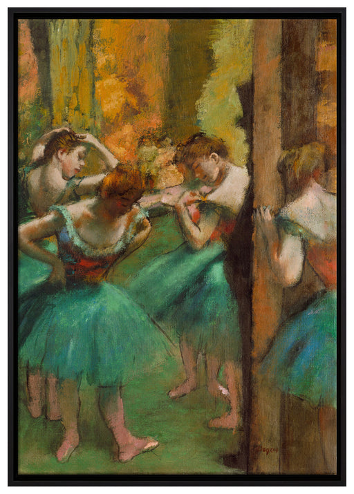 Edgar Degas - Tänzerinnen pink und grün  auf Leinwandbild gerahmt Größe 100x70