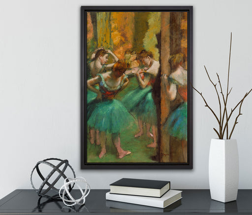 Edgar Degas - Tänzerinnen pink und grün  auf Leinwandbild gerahmt mit Kirschblüten