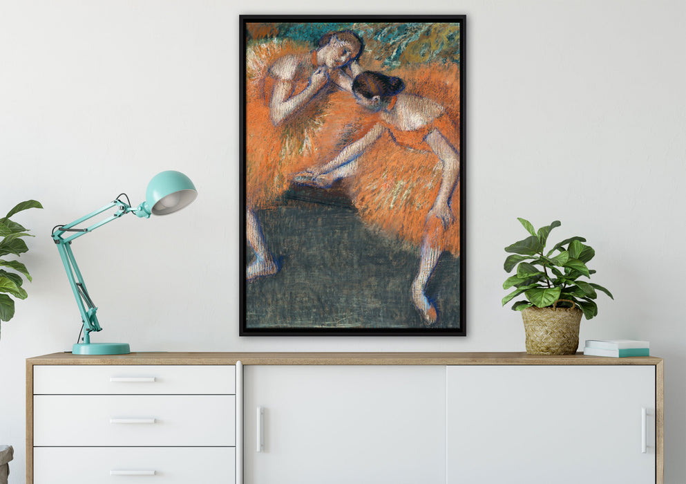 Edgar Degas - Zwei Tänzerinnen  auf Leinwandbild gerahmt verschiedene Größen im Wohnzimmer