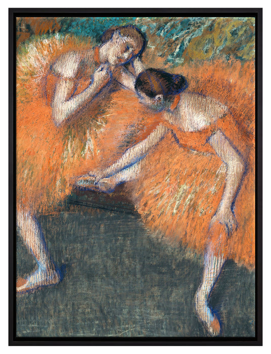Edgar Degas - Zwei Tänzerinnen   auf Leinwandbild gerahmt Größe 80x60