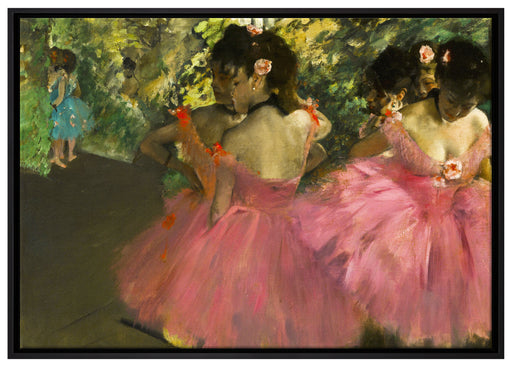 Edgar Degas - Die pinken Tänzerinnen vor dem Ballet  auf Leinwandbild gerahmt Größe 100x70