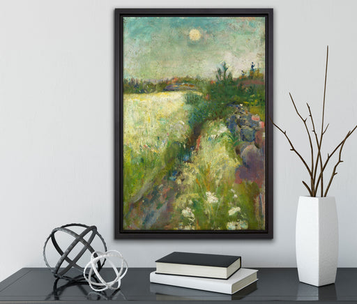 Edvard Munch - Blumige Weide in Veierland  auf Leinwandbild gerahmt mit Kirschblüten