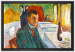 Edvard Munch - Selbstpotrait mit einer Flasche Wein   auf Leinwandbild gerahmt Größe 60x40