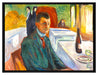 Edvard Munch - Selbstpotrait mit einer Flasche Wein   auf Leinwandbild gerahmt Größe 80x60