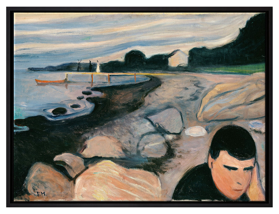 Edvard Munch - Melancholie   auf Leinwandbild gerahmt Größe 80x60