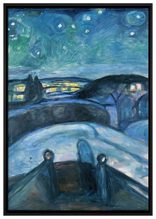 Edvard Munch - Sternennacht  auf Leinwandbild gerahmt Größe 100x70