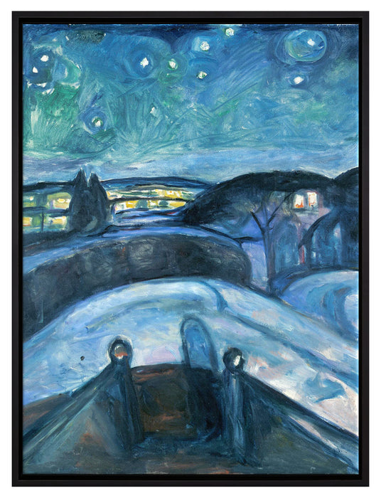 Edvard Munch - Sternennacht   auf Leinwandbild gerahmt Größe 80x60