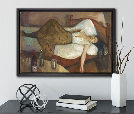 Edvard Munch - Der Tag danach  auf Leinwandbild gerahmt mit Kirschblüten