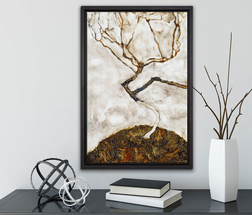 Egon Schiele - Kleiner Baum im Spätherbst  auf Leinwandbild gerahmt mit Kirschblüten