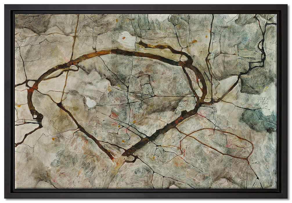Egon Schiele - Herbstbaum in bewegter Luft   auf Leinwandbild gerahmt Größe 60x40