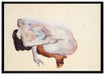 Egon Schiele - Hockende Frau in Stöckeln und schwarzen auf Leinwandbild gerahmt Größe 100x70