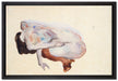 Egon Schiele - Hockende Frau in Stöckeln und schwarzen  auf Leinwandbild gerahmt Größe 60x40