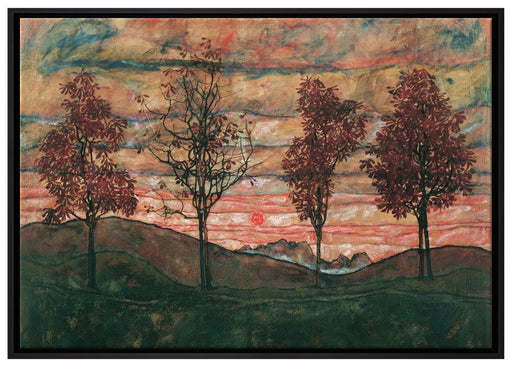 Egon Schiele - Vier Bäume auf Leinwandbild gerahmt Größe 100x70