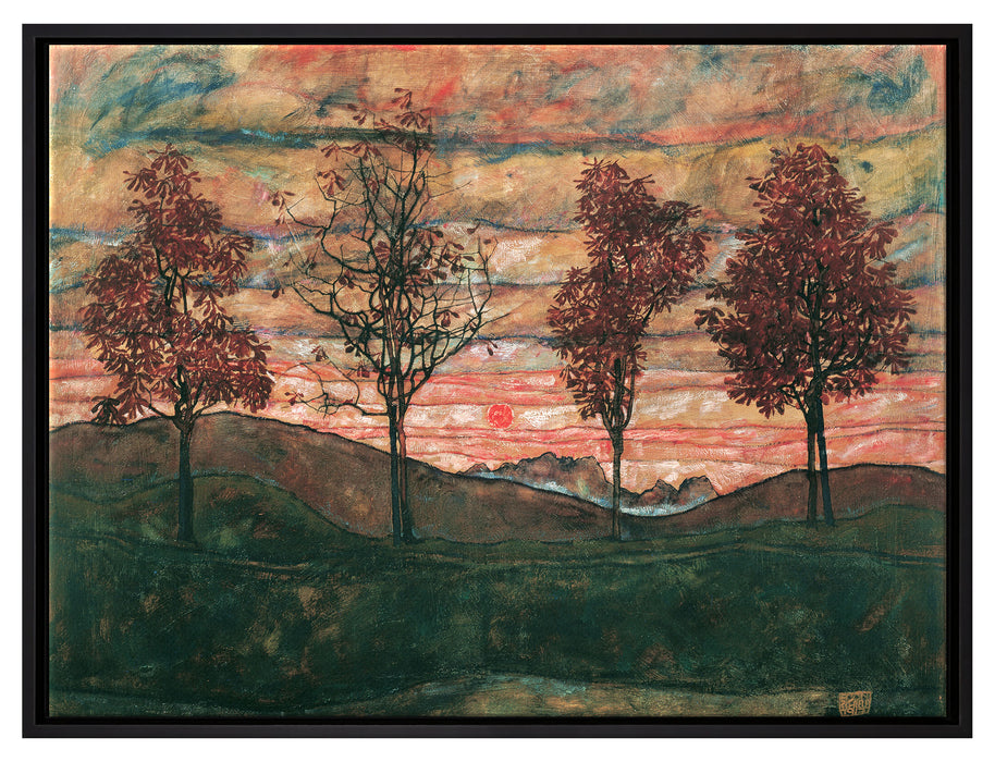 Egon Schiele - Vier Bäume  auf Leinwandbild gerahmt Größe 80x60