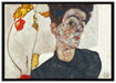 Egon Schiele - Selbstportrait mit Physalis auf Leinwandbild gerahmt Größe 100x70
