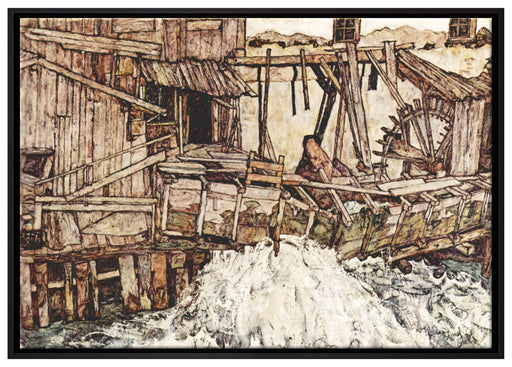 Egon Schiele - Alte Mühle  auf Leinwandbild gerahmt Größe 100x70