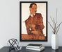 Egon Schiele - Portrait von Arthur Rössler  auf Leinwandbild gerahmt mit Kirschblüten
