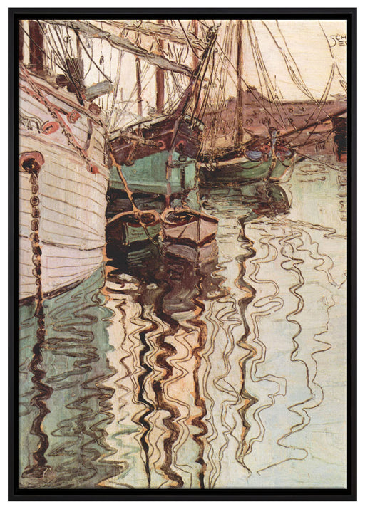 Egon Schiele - Segelschiffe im wellenbewegtem Wasser auf Leinwandbild gerahmt Größe 100x70