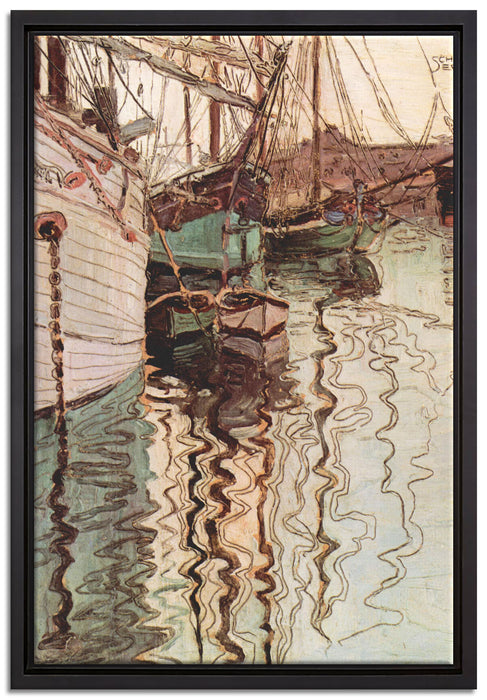 Egon Schiele - Segelschiffe im wellenbewegtem Wasser  auf Leinwandbild gerahmt Größe 60x40