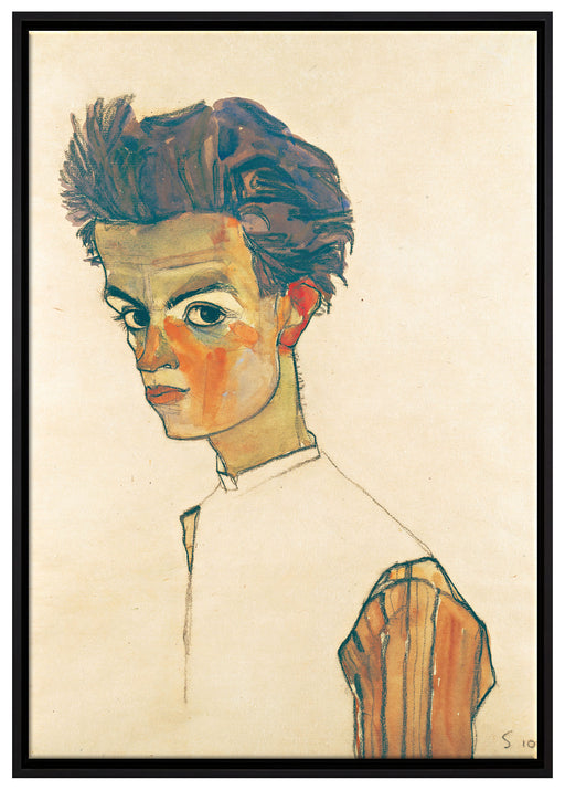 Egon Schiele - Selbstportrait  auf Leinwandbild gerahmt Größe 100x70
