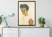 Egon Schiele - Selbstportrait  auf Leinwandbild gerahmt verschiedene Größen im Wohnzimmer