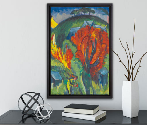 Ernst Ludwig Kirchner - GALGENBERG IN JENA  auf Leinwandbild gerahmt mit Kirschblüten