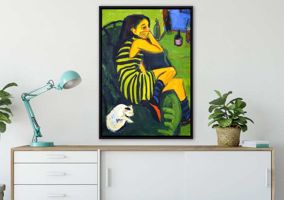 Ernst Ludwig Kirchner - Artistin Marzella auf Leinwandbild gerahmt verschiedene Größen im Wohnzimmer