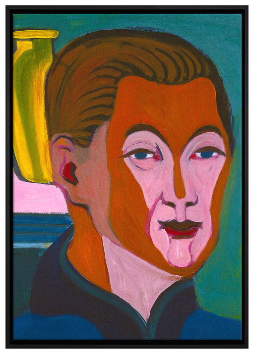 Ernst Ludwig Kirchner - Kopf des Malers Selbstbildnis auf Leinwandbild gerahmt Größe 100x70