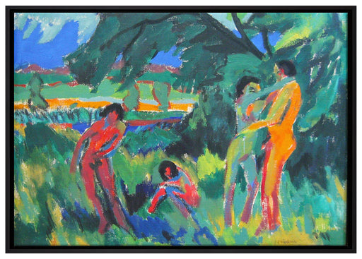 Ernst Ludwig Kirchner - Spielende nackte Menschen  auf Leinwandbild gerahmt Größe 100x70