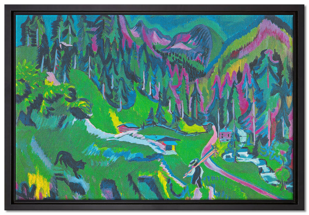 Ernst Ludwig Kirchner - Landschaft Sertigal  auf Leinwandbild gerahmt Größe 60x40