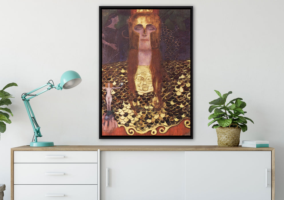 Gustav Klimt - Minerva oder Pallas Athena auf Leinwandbild gerahmt verschiedene Größen im Wohnzimmer