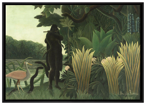 Henri Rousseau - Der Schlangenbeschwörer Naivismus auf Leinwandbild gerahmt Größe 100x70