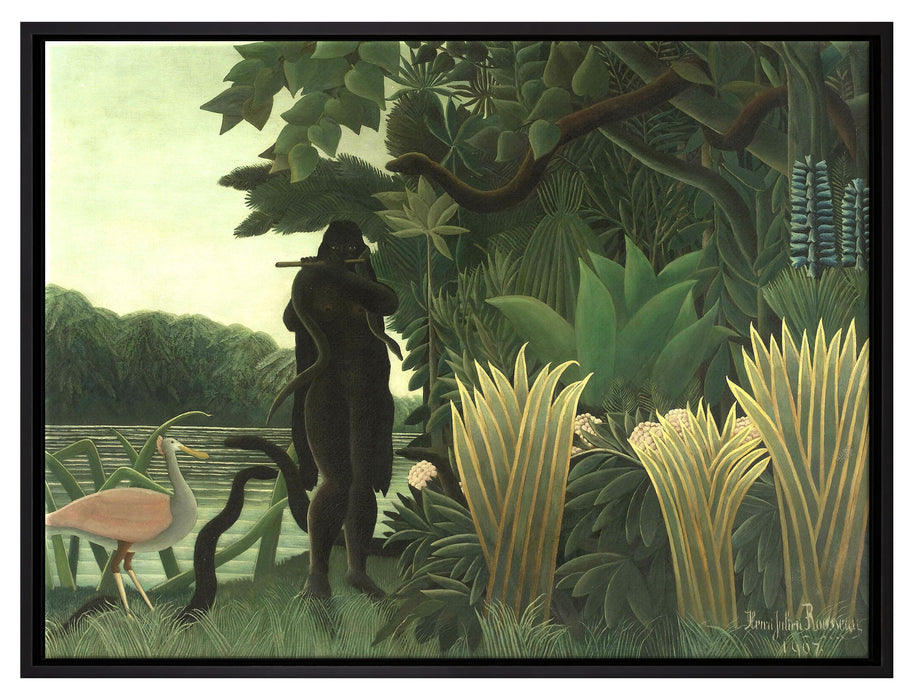 Henri Rousseau - Der Schlangenbeschwörer Naivismus  auf Leinwandbild gerahmt Größe 80x60