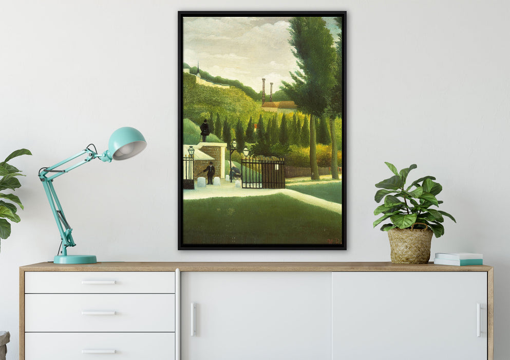 Henri Rousseau - Der Zoll  auf Leinwandbild gerahmt verschiedene Größen im Wohnzimmer