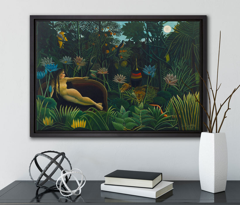 Henri Rousseau - Der Traum  auf Leinwandbild gerahmt mit Kirschblüten