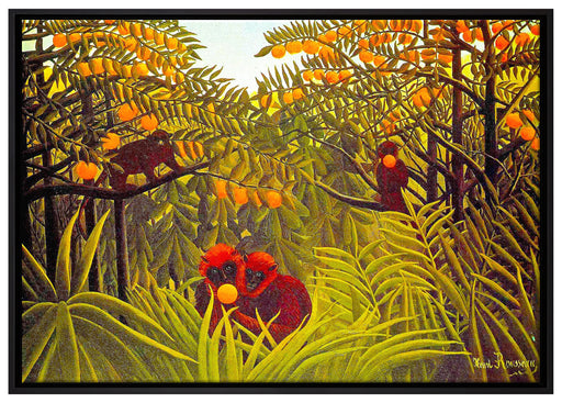 Henri Rousseau - Affen in den Orangen-Bäumen auf Leinwandbild gerahmt Größe 100x70