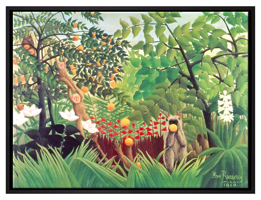 Henri Rousseau - Exotische Landschaft   auf Leinwandbild gerahmt Größe 80x60