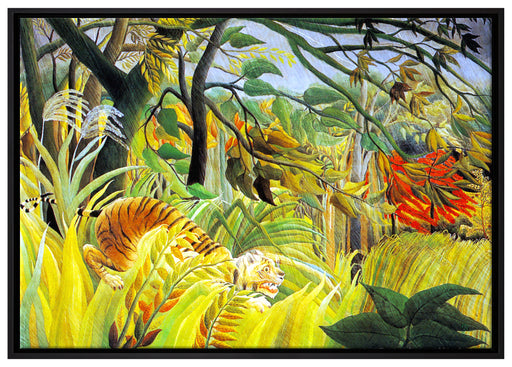 Henri Rousseau - Tiger vom tropischen Sturm überrascht auf Leinwandbild gerahmt Größe 100x70