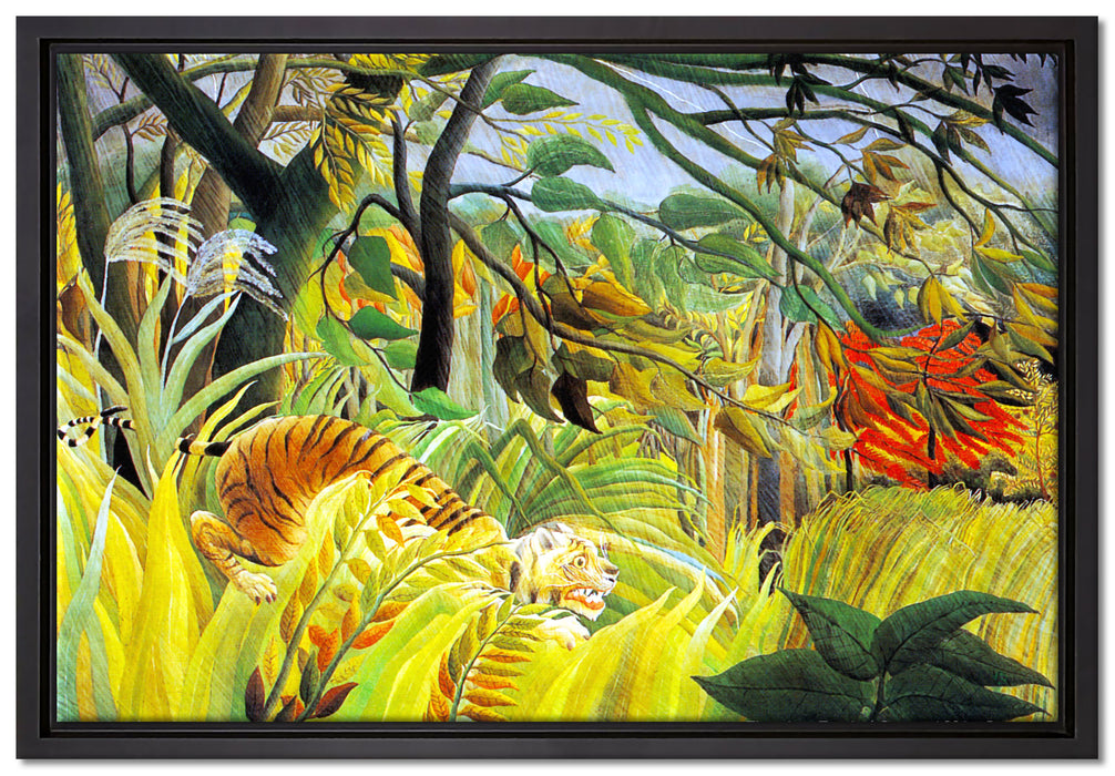 Henri Rousseau - Tiger vom tropischen Sturm überrascht  auf Leinwandbild gerahmt Größe 60x40
