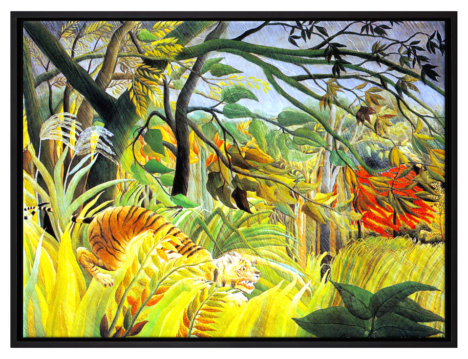 Henri Rousseau - Tiger vom tropischen Sturm überrascht  auf Leinwandbild gerahmt Größe 80x60