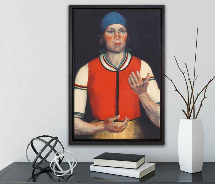 Kasimir Malewitsch - Arbeiterin Abstrakte Malerei Abst auf Leinwandbild gerahmt mit Kirschblüten