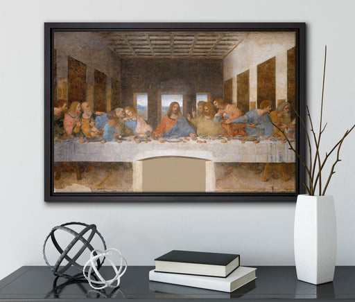 Leonardo da Vinci - Das letzte Abendmahl  auf Leinwandbild gerahmt mit Kirschblüten