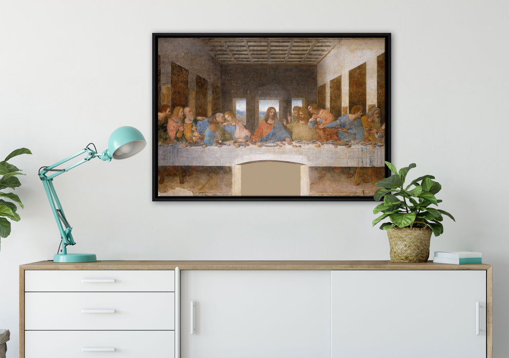 Leonardo da Vinci - Das letzte Abendmahl  auf Leinwandbild gerahmt verschiedene Größen im Wohnzimmer