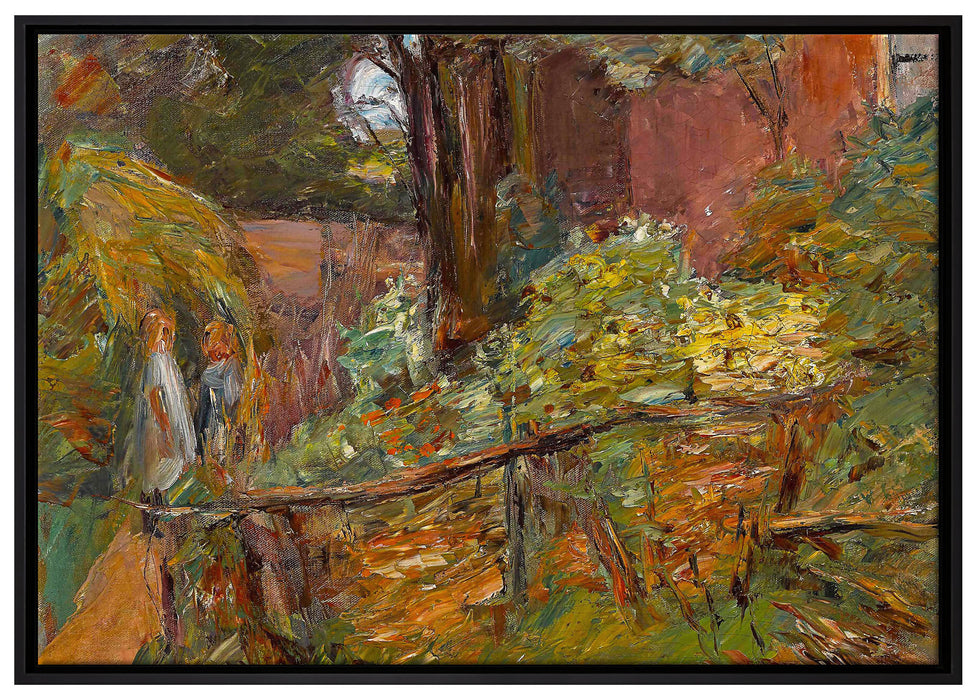 Max Liebermann - Garten mit zwei Kindern auf Leinwandbild gerahmt Größe 100x70