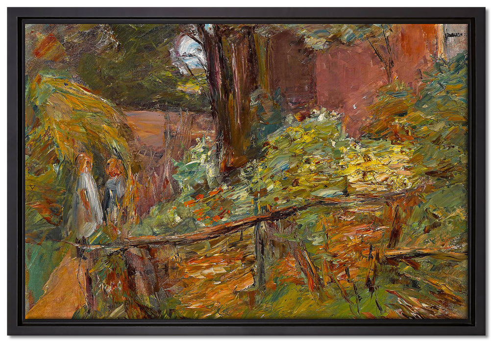 Max Liebermann - Garten mit zwei Kindern  auf Leinwandbild gerahmt Größe 60x40