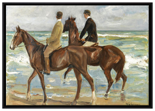 Max Liebermann - Zwei Reiter am Strand  auf Leinwandbild gerahmt Größe 100x70