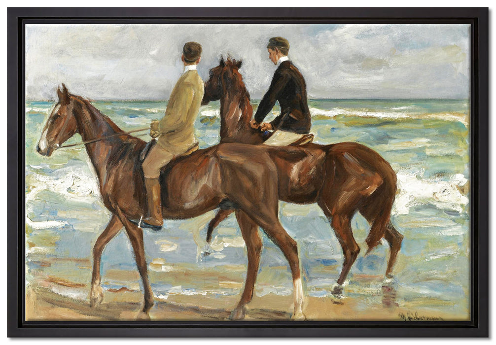 Max Liebermann - Zwei Reiter am Strand   auf Leinwandbild gerahmt Größe 60x40