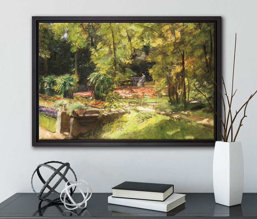 Max Liebermann - Die Blumenterassen im Wannseegarten na auf Leinwandbild gerahmt mit Kirschblüten