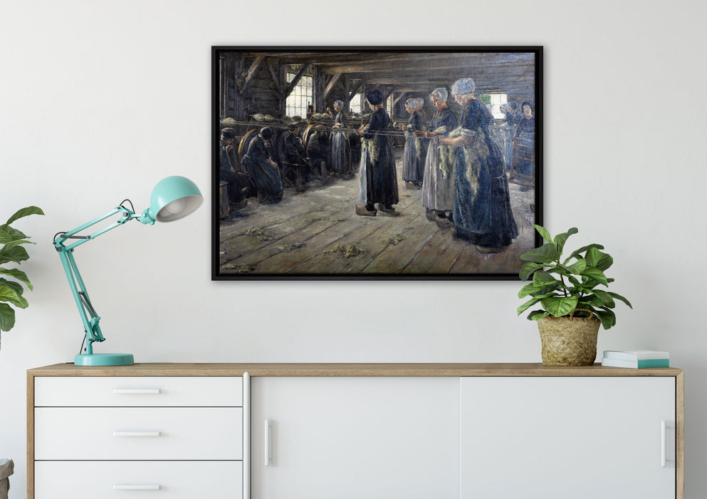 Max Liebermann - Flachsscheuer in Laren  auf Leinwandbild gerahmt verschiedene Größen im Wohnzimmer