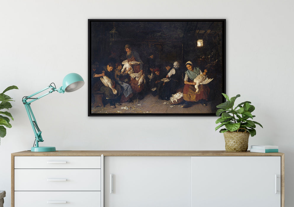 Max Liebermann - Gänserupferinnen auf Leinwandbild gerahmt verschiedene Größen im Wohnzimmer